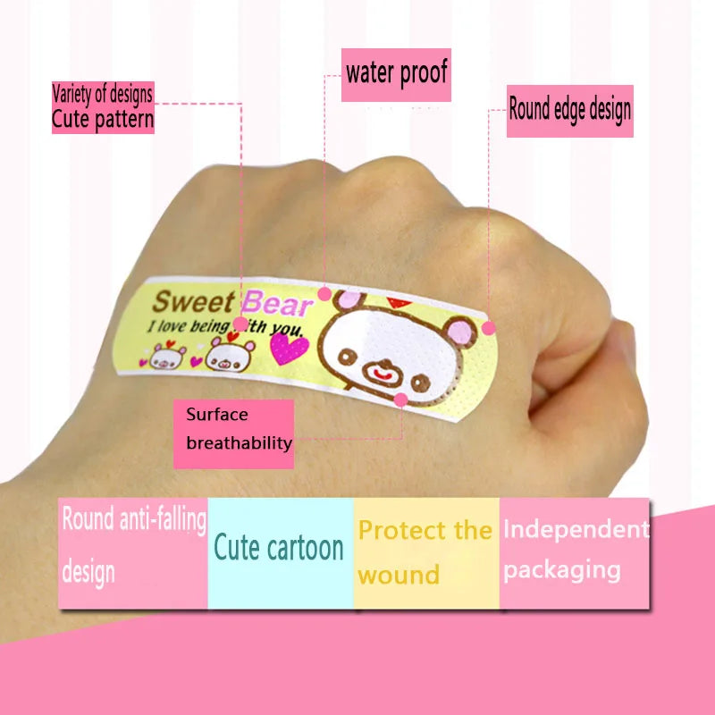 120Pcs/lot Cartoon Animal Pattern Children's Catch Hemostatic Patch First-Aid Children Strip Emergency Kit Wound Plaster Patches