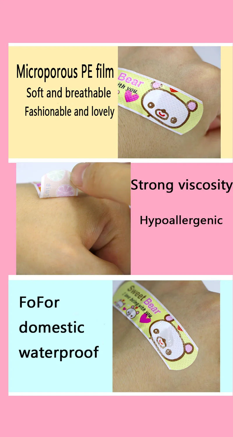 120Pcs/lot Cartoon Animal Pattern Children's Catch Hemostatic Patch First-Aid Children Strip Emergency Kit Wound Plaster Patches