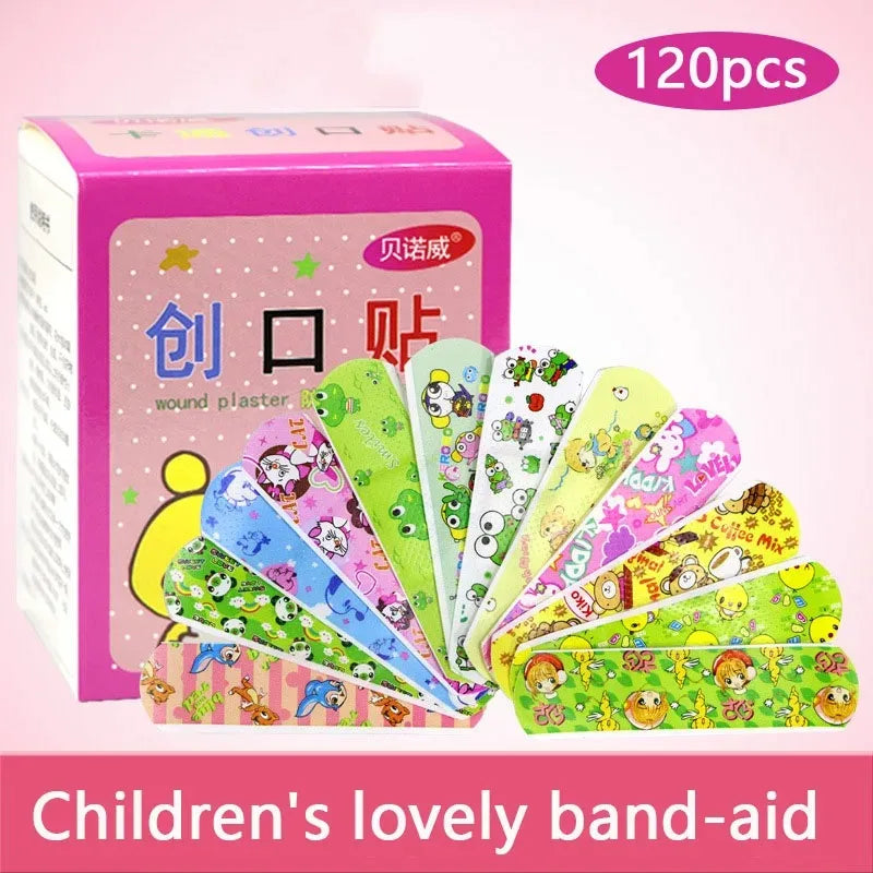 120Pcs/lot Cartoon Animal Pattern Children's Catch Hemostatic Patch First-Aid Children Strip Emergency Kit Wound Plaster Patches